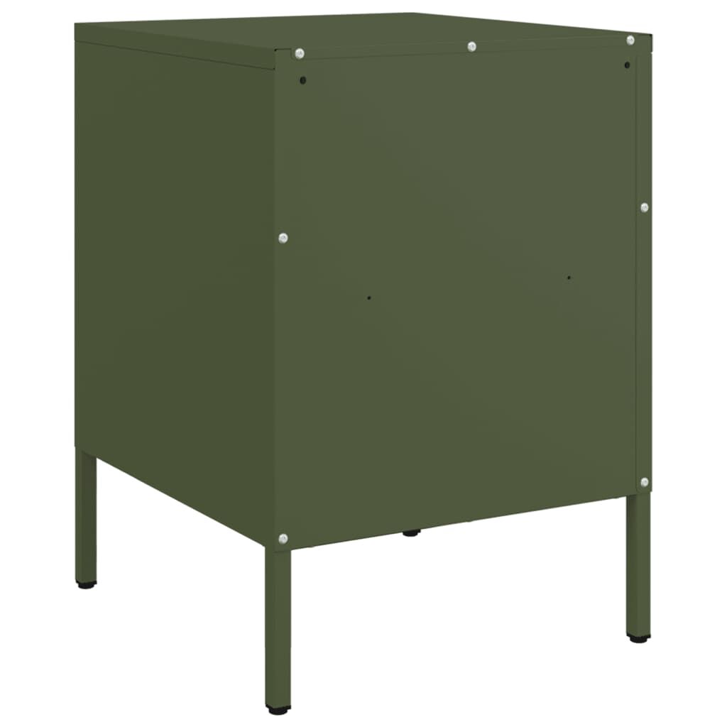 vidaXL Κομοδίνα 2 τεμ. Πράσινο Λαδί 36x39x50,5 εκ. από Χάλυβα