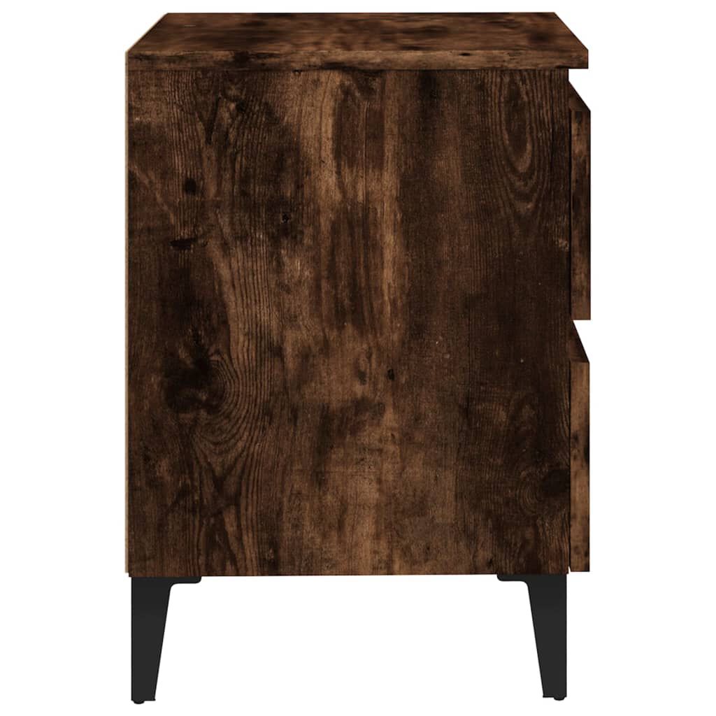 vidaXL Κομοδίνο Καπνιστή Δρυς 40 x 35 x 50 εκ. με Μεταλλικά Πόδια