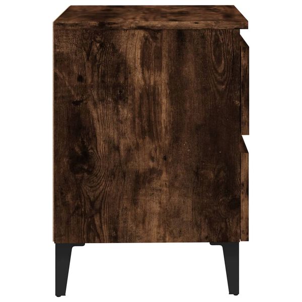 vidaXL Κομοδίνο Καπνιστή Δρυς 40 x 35 x 50 εκ. με Μεταλλικά Πόδια
