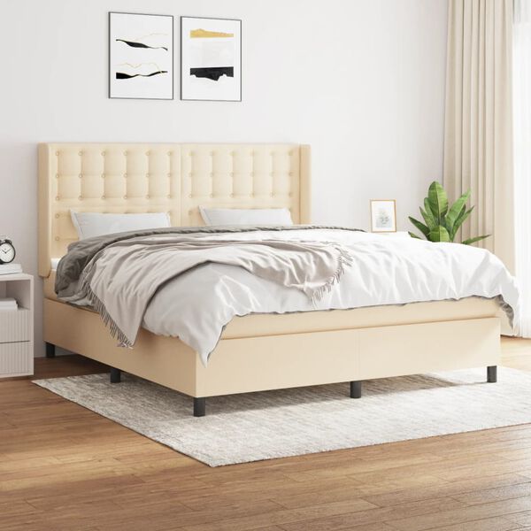 vidaXL &Kappa;&rho;&epsilon;&beta;ά&tau;&iota; Boxspring &mu;&epsilon; &Sigma;&tau;&rho;ώ&mu;&alpha; &Kappa;&rho;&epsilon;&mu; 160x200 &epsilon;&kappa;. &Upsilon;&phi;&alpha;&sigma;&mu;ά&tau;&iota;&nu;&omicron;