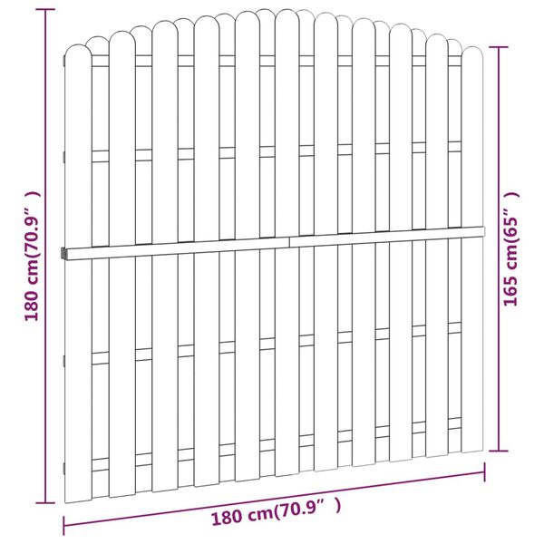 vidaXL Πάνελ Περίφραξης 180 x (165-180) εκ. Εμποτισμένο Ξύλο Πεύκου