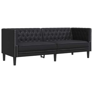 vidaXL Καναπές Chesterfield Μαύρο 194 x 74.5 x 70.5 εκ. Τεχνητό δέρμα