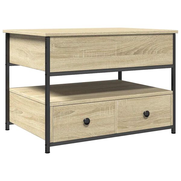 vidaXL Τραπεζάκι Σαλονιού Sonoma Δρυς 70x50x50 εκ. Επ. Ξύλο & Μέταλλο