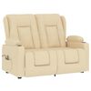 vidaXL Πολυθρόνα Μασάζ Διθέσια με Ποτηροθήκη Ανακλ. Κρεμ Υφασμάτινη