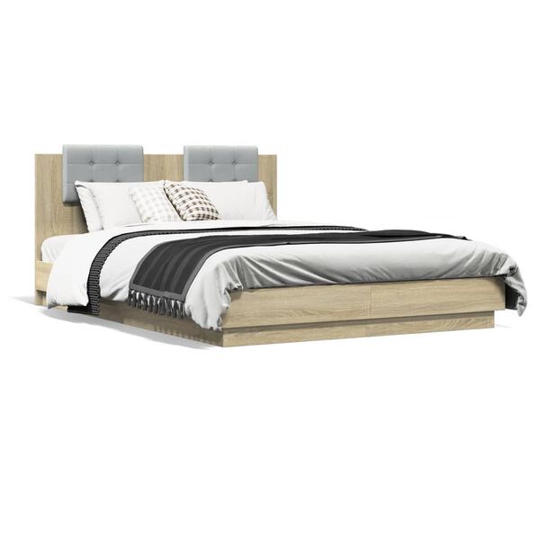 vidaXL Πλαίσιο Κρεβατιού με Κεφαλάρι Sonoma Δρυς 140x200εκ. Επεξ. Ξύλο
