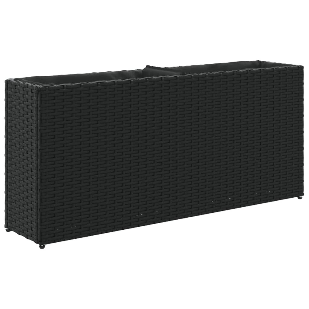 vidaXL Ζαρντινιέρες Κήπου 2 Γλάστρες 2 τεμ Μαύρη 90x20x40εκ Συνθ Ρατάν