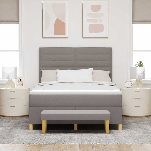 vidaXL &Kappa;&rho;&epsilon;&beta;ά&tau;&iota; &mu;&epsilon; &epsilon;&lambda;&alpha;&tau;ή&rho;&iota;&alpha; &mu;&epsilon; &sigma;&tau;&rho;ώ&mu;&alpha; Taupe 140 x 200 cm ύ&phi;&alpha;&sigma;&mu;&alpha;