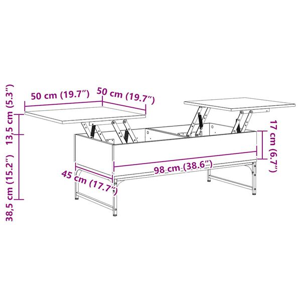 vidaXL Τραπεζάκι Σαλονιού Sonoma Δρυς 100x50x40 εκ. Επ. Ξύλο & Μέταλλο