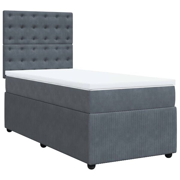 vidaXL Κρεβάτι Boxspring με Στρώμα Σκούρο Γκρι 80x200 εκ. Βελούδινο