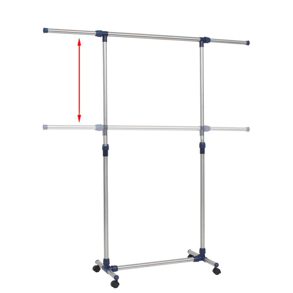 vidaXL Κρεμάστρα Δαπέδου Ρυθμιζόμενη Ασημί 165x44x150 εκ. Ανοξ. Ατσάλι