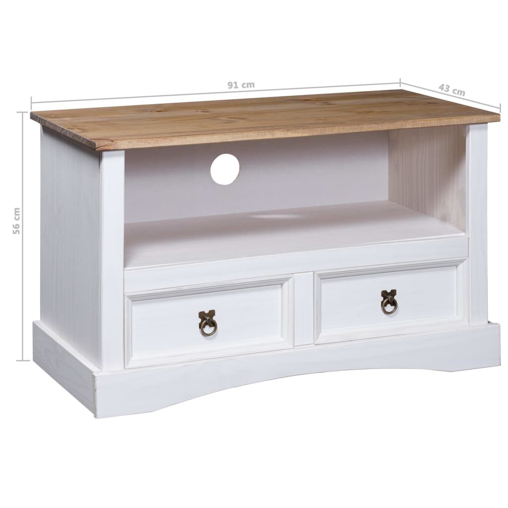 vidaXL Έπιπλο Τηλ. Μεξικ. Στιλ Corona 91x43x56 Λευκό εκ. Ξύλο Πεύκου