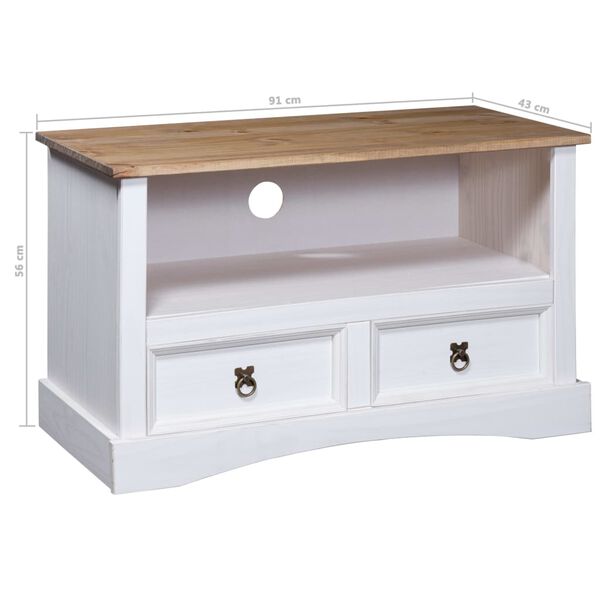 vidaXL Έπιπλο Τηλ. Μεξικ. Στιλ Corona 91x43x56 Λευκό εκ. Ξύλο Πεύκου