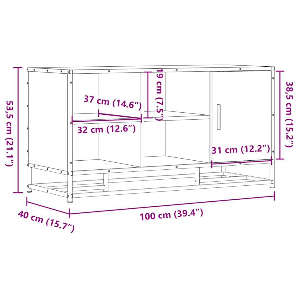 vidaXL Παπουτσοθήκη Γκρι Sonoma 102x35x55 εκ. από Επεξεργασμένο Ξύλο