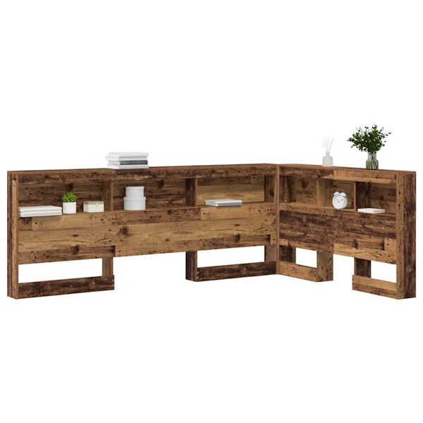 vidaXL Κεφαλάρι Αποθήκης με ράφι Παλαιό ξύλο 120 cm Επεξεργασμένο ξύλο