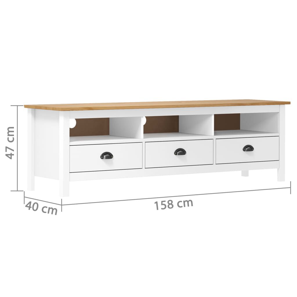 vidaXL Έπιπλο Τηλεόρασης Hill Λευκό 158x40x47 εκ. Ξύλο Πεύκου