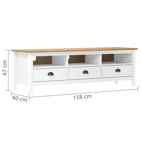 vidaXL Έπιπλο Τηλεόρασης Hill Λευκό 158x40x47 εκ. Ξύλο Πεύκου