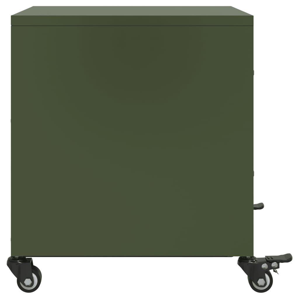 vidaXL Κομοδίνο Πράσινο Λαδί 36x39x43,5 εκ. από Χάλυβα