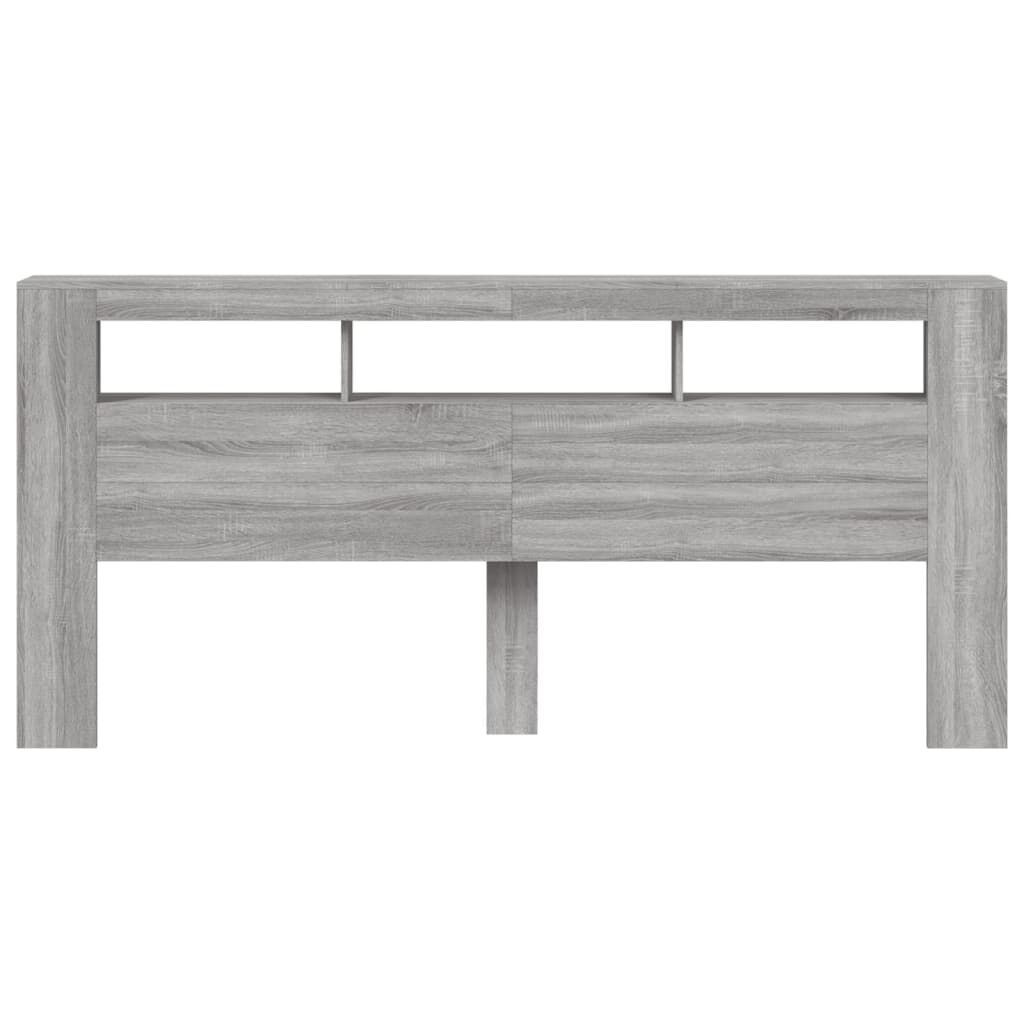vidaXL Κεφαλάρι Κρεβατιού με LED Γκρι Sonoma 220x18,5x103,5 εκ