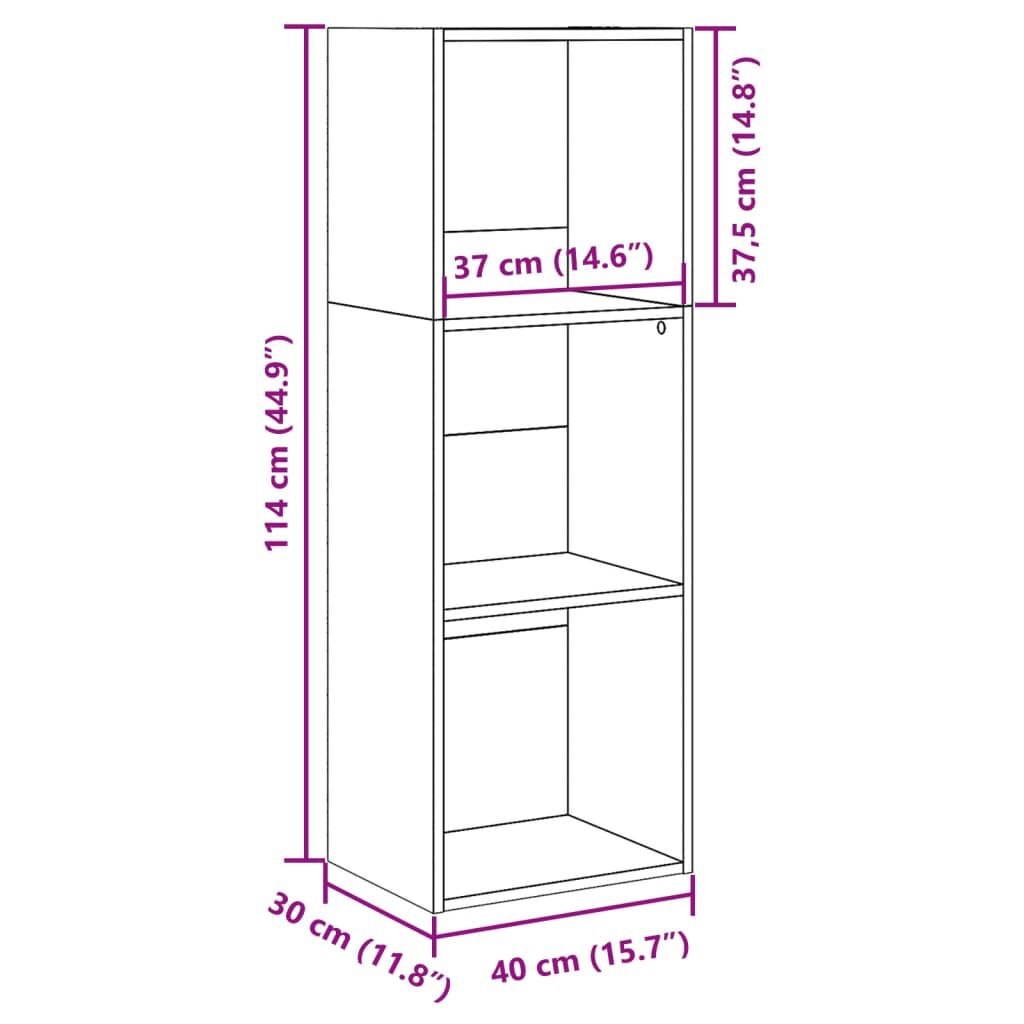 vidaXL Βιβλιοθήκη Γκρι Σκυροδέματος 40x30x114 εκ. Επεξεργ. Ξύλο