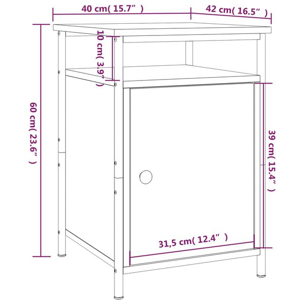vidaXL Κομοδίνα 2 τεμ. Γκρι Sonoma 40x42x60εκ. από Επεξεργασμένο Ξύλο