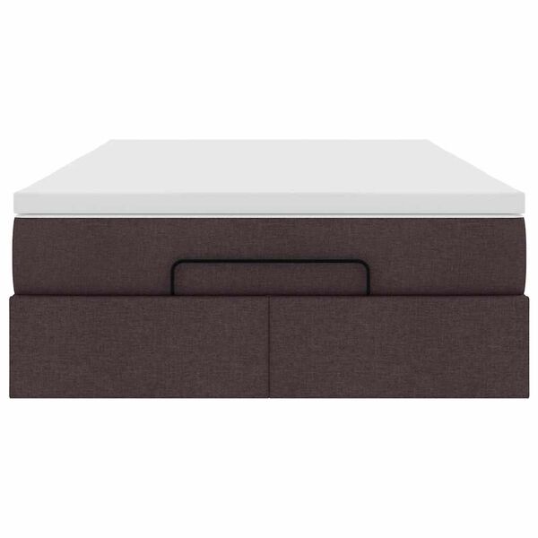 vidaXL Οθωμανικό κρεβάτι με στρώμα Σκούρο καφέ 120x190 cm Ύφασμα