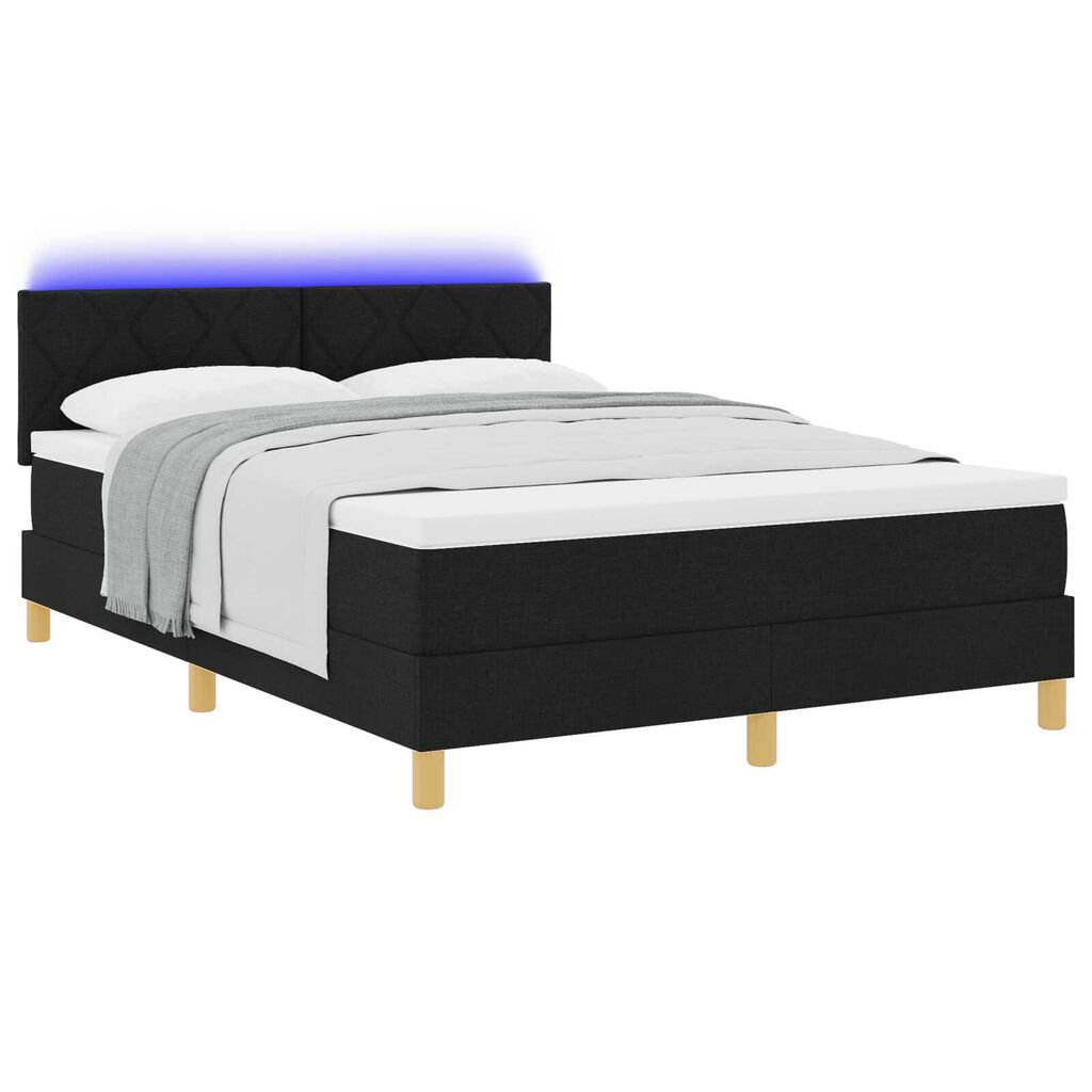 vidaXL Κρεβάτι με ελατήρια με στρώμα Μαύρο 160 x 200 cm ύφασμα