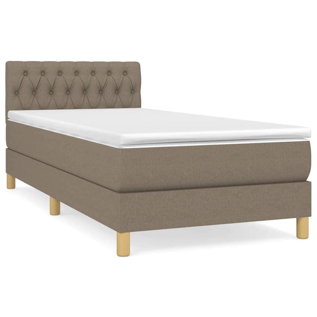 vidaXL Κρεβάτι Boxspring με Στρώμα Taupe 90x190 εκ.Υφασμάτινο