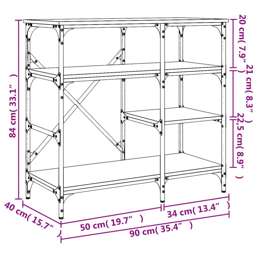 vidaXL Ραφιέρα Κουζίνας Μαύρη 90x40x84 εκ. Επεξ. Ξύλο και Μέταλλο