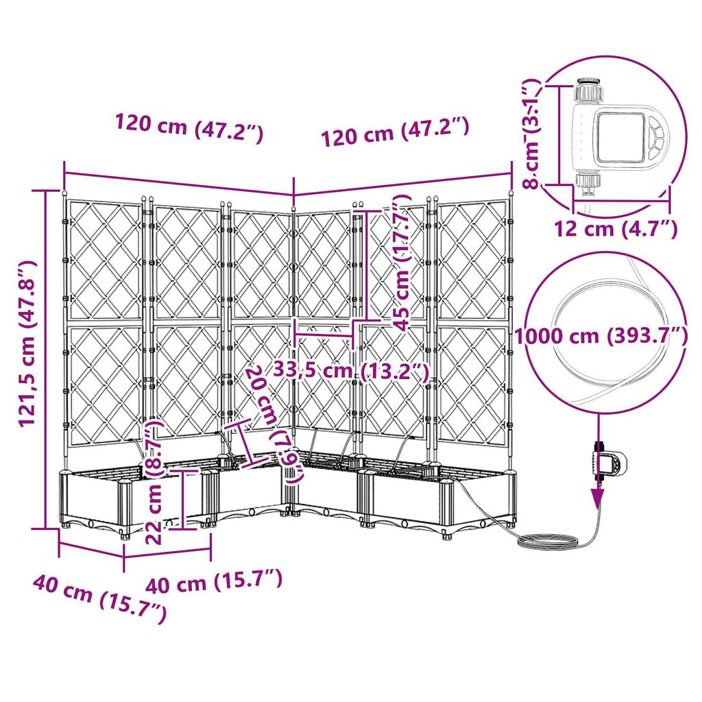 vidaXL Γλάστρες Κήπου 1 τεμ Καφασωτό Καφέ 120 x 120 x 126 cm Πλαστικό