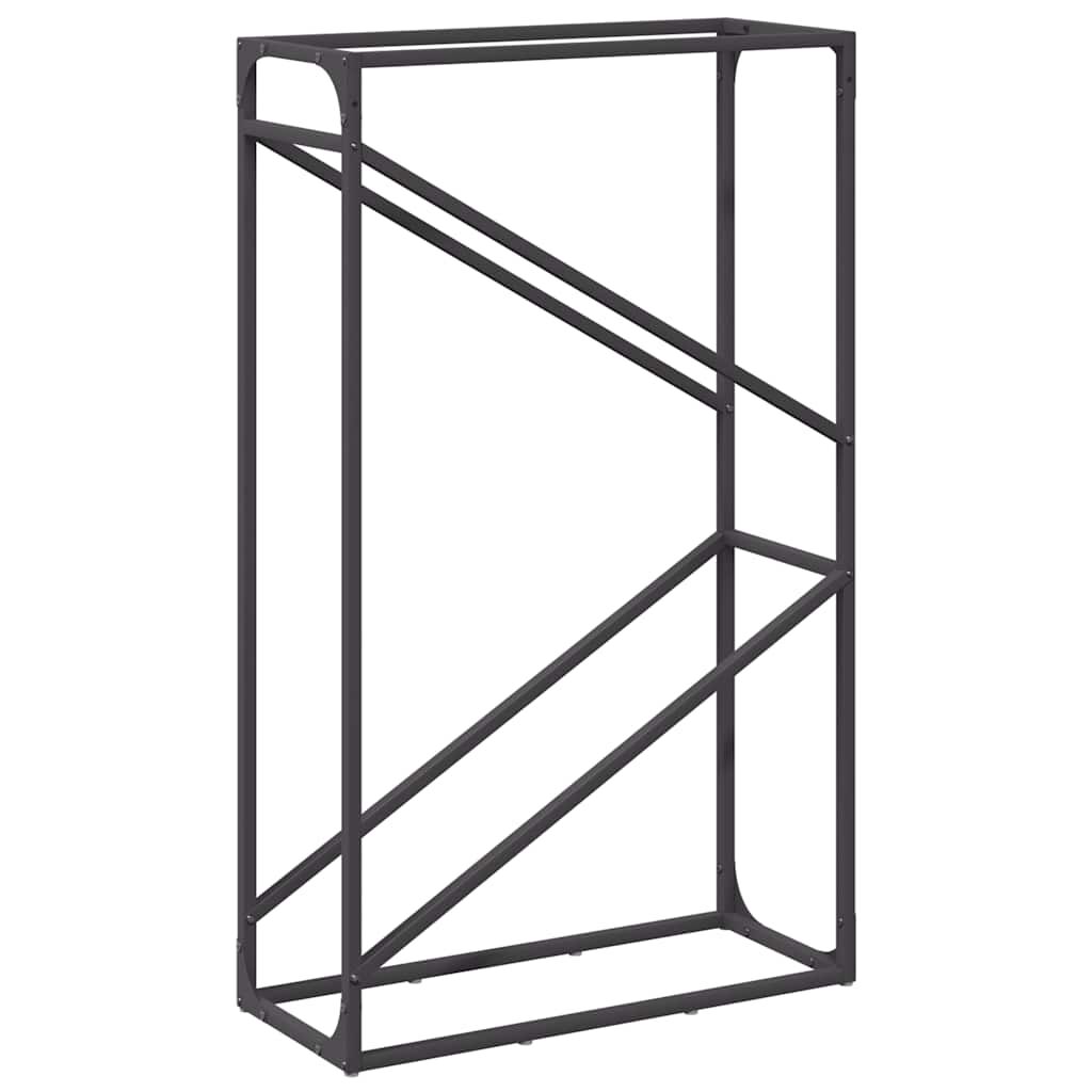 vidaXL Ράφι για καυσόξυλα Μαύρο 60x25x100 εκ. Ατσάλι ψυχρής έλασης