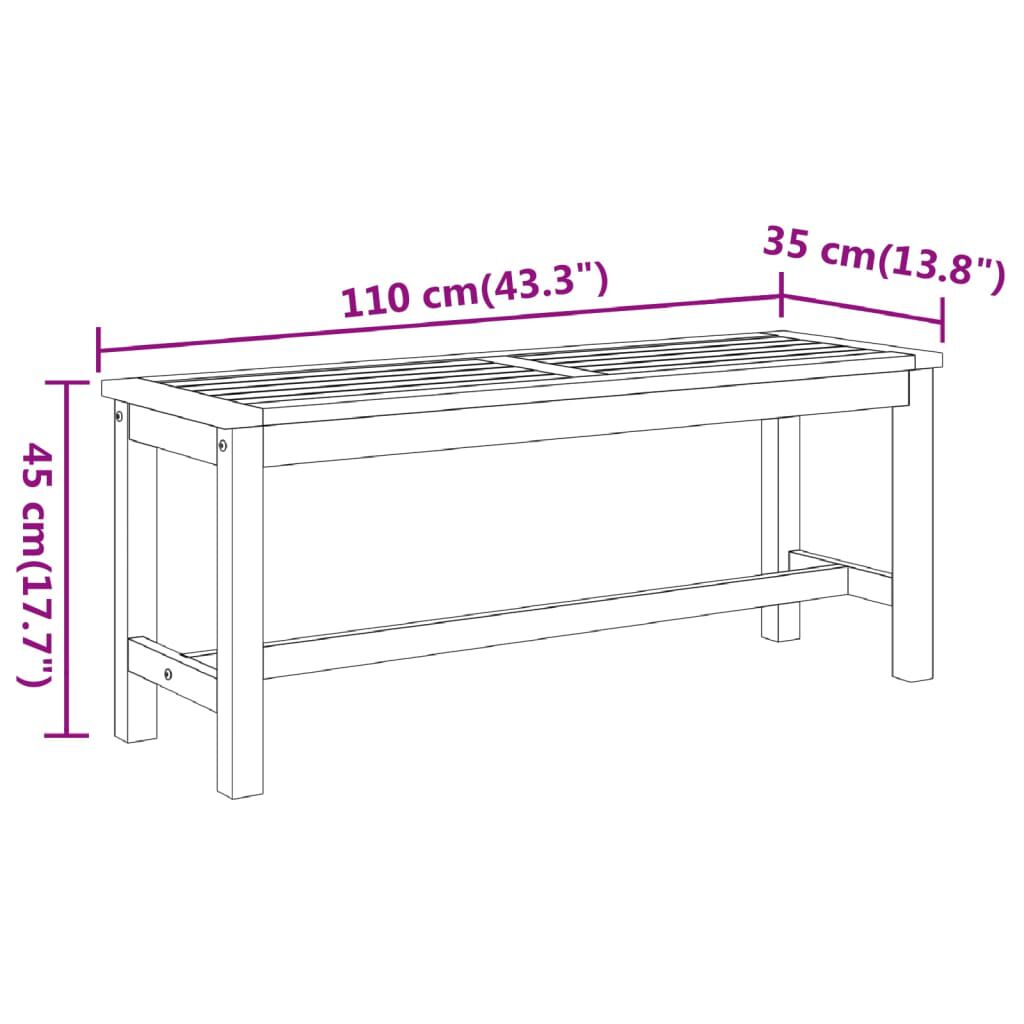 vidaXL Παγκάκι Κήπου 110x35x45 εκ. από Μασίφ Ξύλο Ακακίας