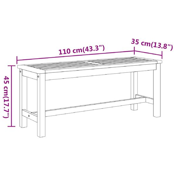 vidaXL Παγκάκι Κήπου 110x35x45 εκ. από Μασίφ Ξύλο Ακακίας