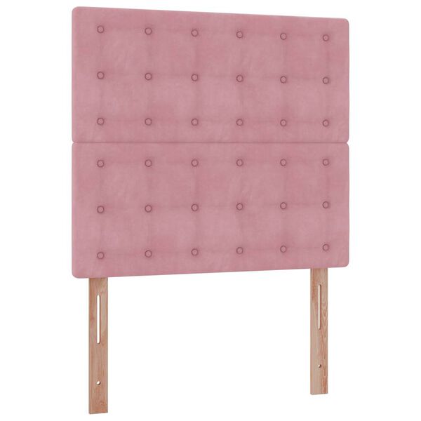vidaXL Οθωμανικό κρεβάτι με στρώματα ροζ 90x200cm Velvet
