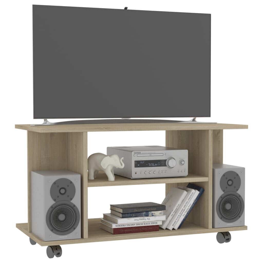 vidaXL Έπιπλο Τηλεόρασης με Ρόδες Sonoma Δρυς 80x40x45 εκ. Επεξ. Ξύλο