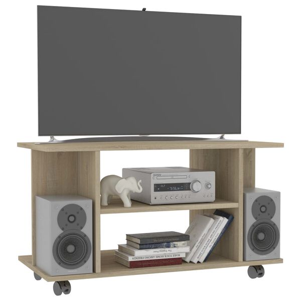 vidaXL Έπιπλο Τηλεόρασης με Ρόδες Sonoma Δρυς 80x40x45 εκ. Επεξ. Ξύλο