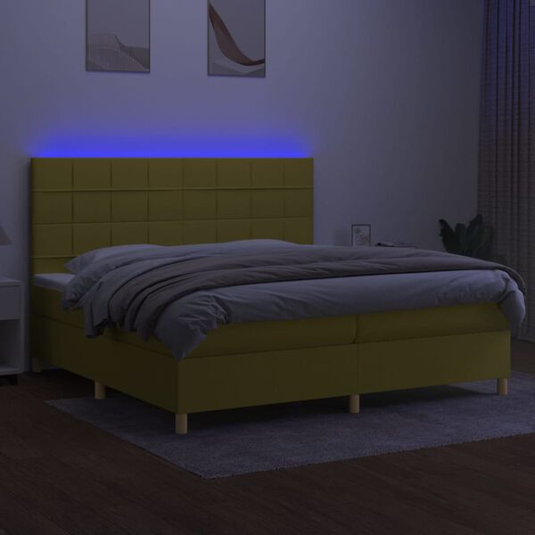 vidaXL &Kappa;&rho;&epsilon;&beta;ά&tau;&iota; Boxspring &mu;&epsilon; &Sigma;&tau;&rho;ώ&mu;&alpha; & LED &Pi;&rho;ά&sigma;&iota;&nu;&omicron; 200x200 &epsilon;&kappa; &Upsilon;&phi;&alpha;&sigma;&mu;ά&tau;&iota;&nu;&omicron;