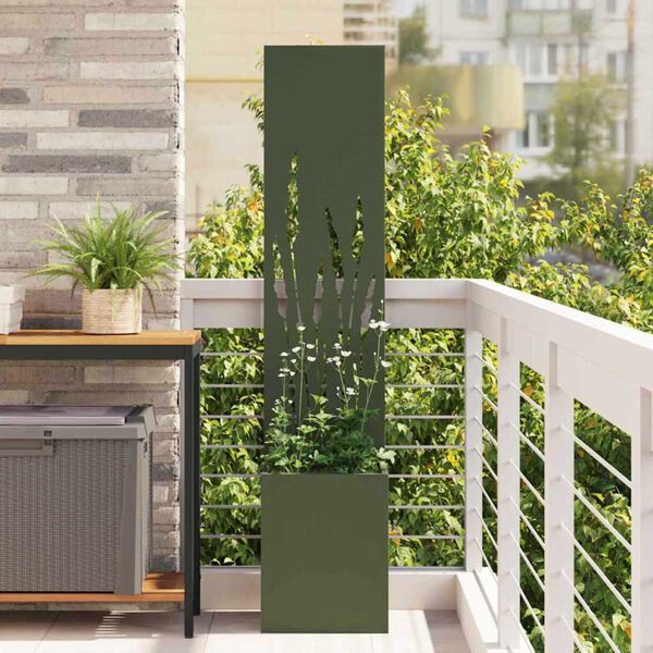 vidaXL Γλάστρα Κήπου με Διακοσμητική Πάνελ Λαδί 32 x 140 εκ.