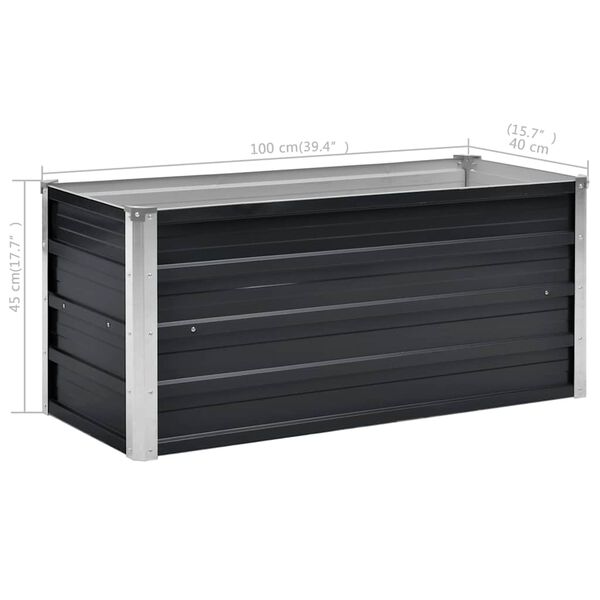 vidaXL Ζαρντινιέρα Υπερυψωμένη Ανθρακί 100x40x45 εκ. Γαλβαν. Χάλυβας