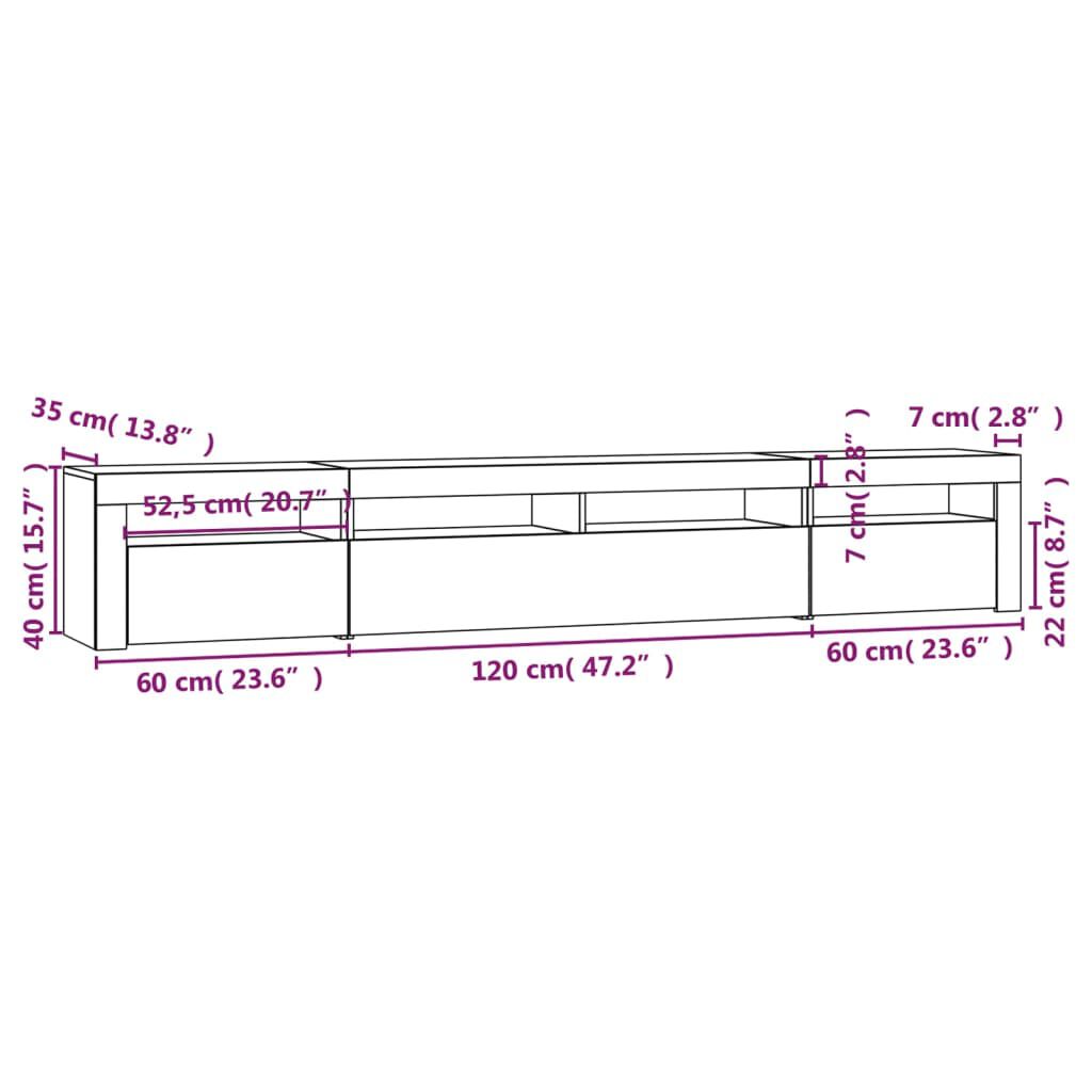 vidaXL Έπιπλο Τηλεόρασης με LED Καπνιστή Δρυς 240x35x40 εκ.