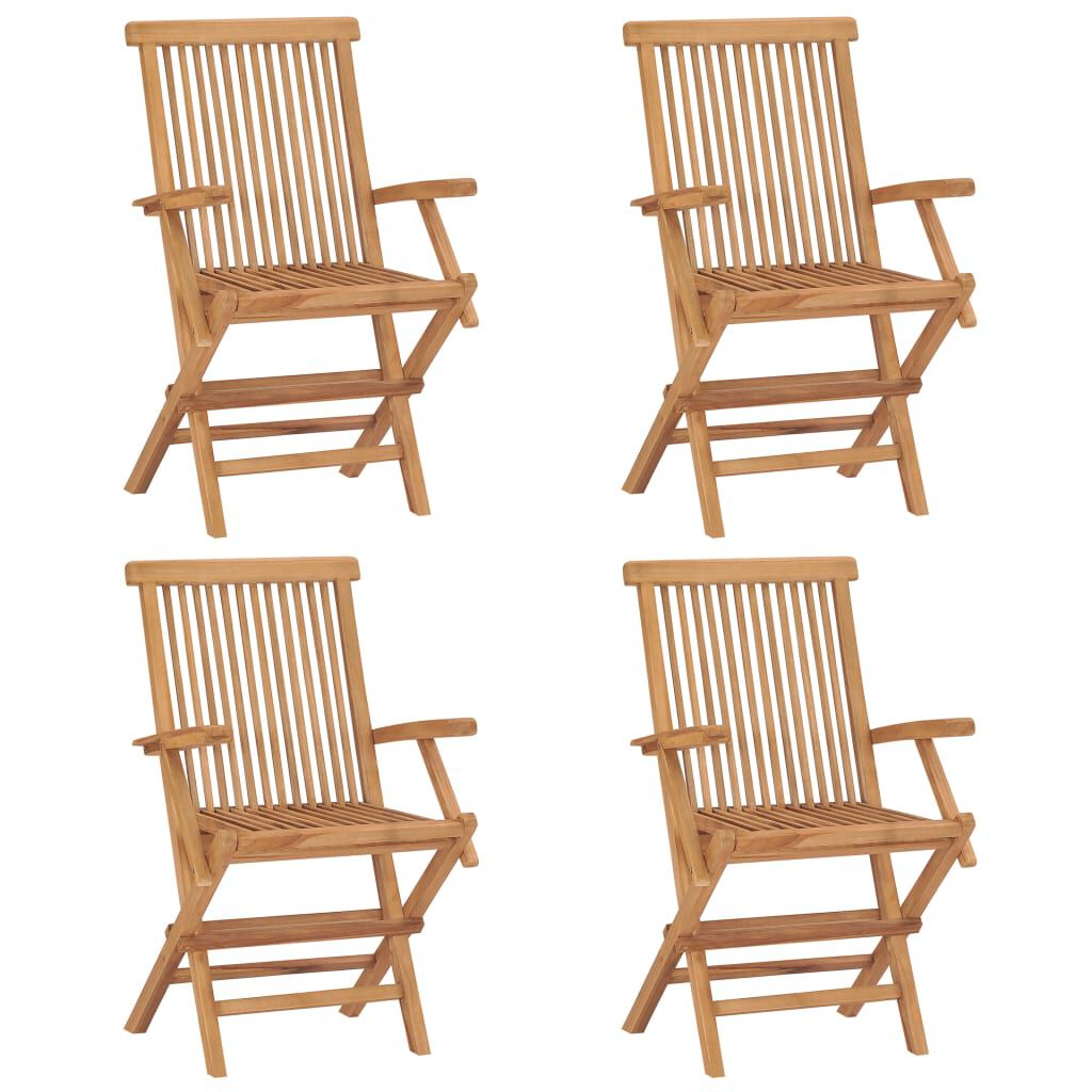 vidaXL Καρέκλες Κήπου 4 τεμ. από Μασίφ Ξύλο Teak με Taupe Μαξιλάρια