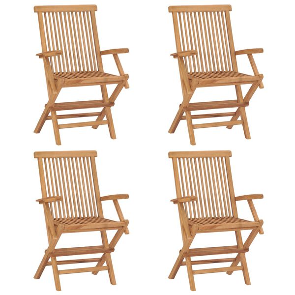 vidaXL Καρέκλες Κήπου 4 τεμ. από Μασίφ Ξύλο Teak με Taupe Μαξιλάρια