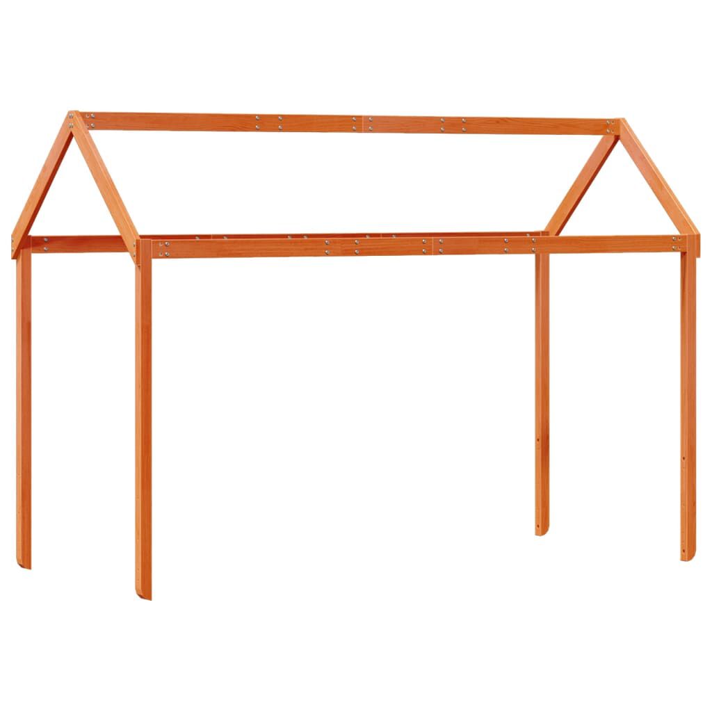 vidaXL Οροφή Κρεβατιού Παιδική Καφέ 217x85,5x154 εκ. Μασίφ Ξύλο Πεύκου