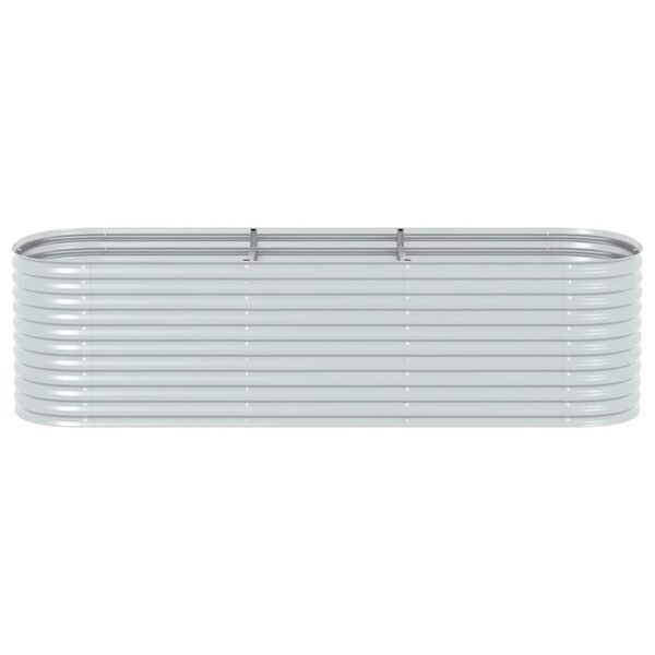 vidaXL Ζαρντινιέρα Υπερυψωμένη Ασημί 320x80x81 εκ. Γαλβανισμ. Χάλυβας