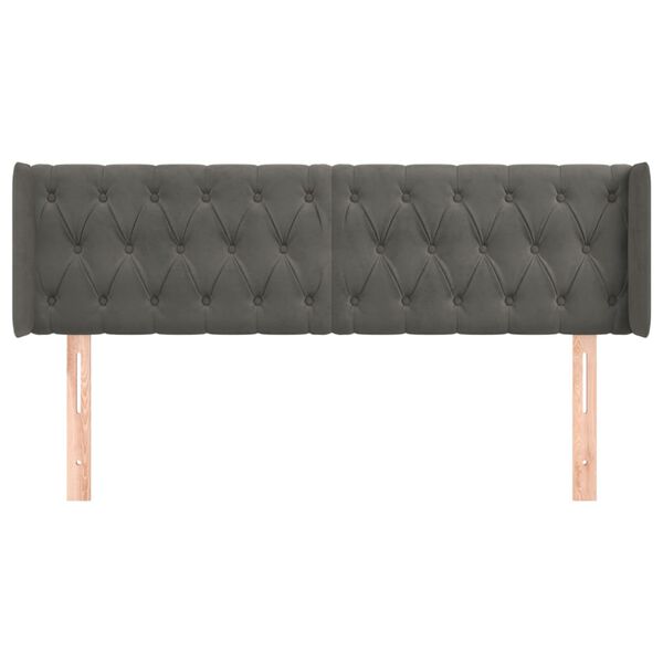 vidaXL Κεφαλάρι με Πτερύγια Σκούρο Γκρι 147x16x78/88 εκ. Βελούδινο