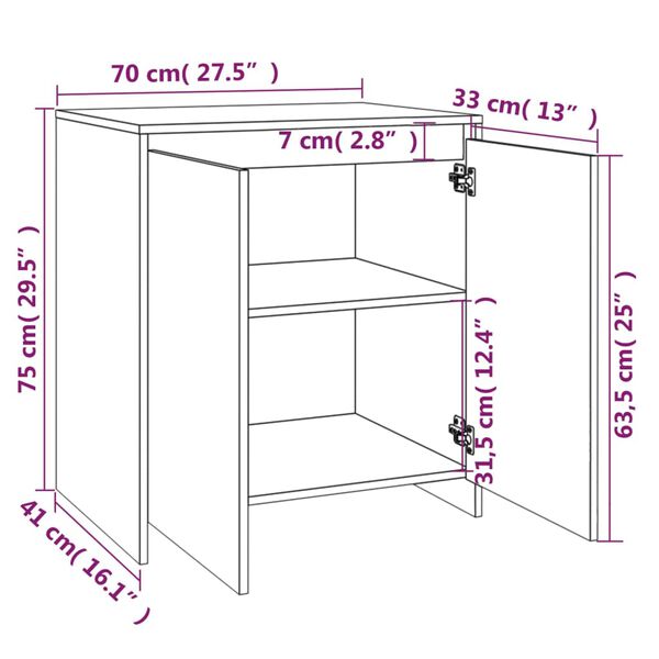 vidaXL Μπουφές Sonoma Δρυς 70x41x75 εκ. από Επεξεργασμένο Ξύλο