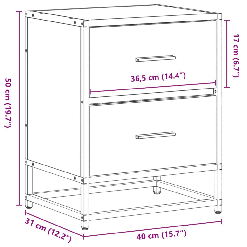 vidaXL Κομοδίνα 2 τεμ. Γκρι Sonoma 40x31x50 εκ. από Επεξεργασμένο Ξύλο