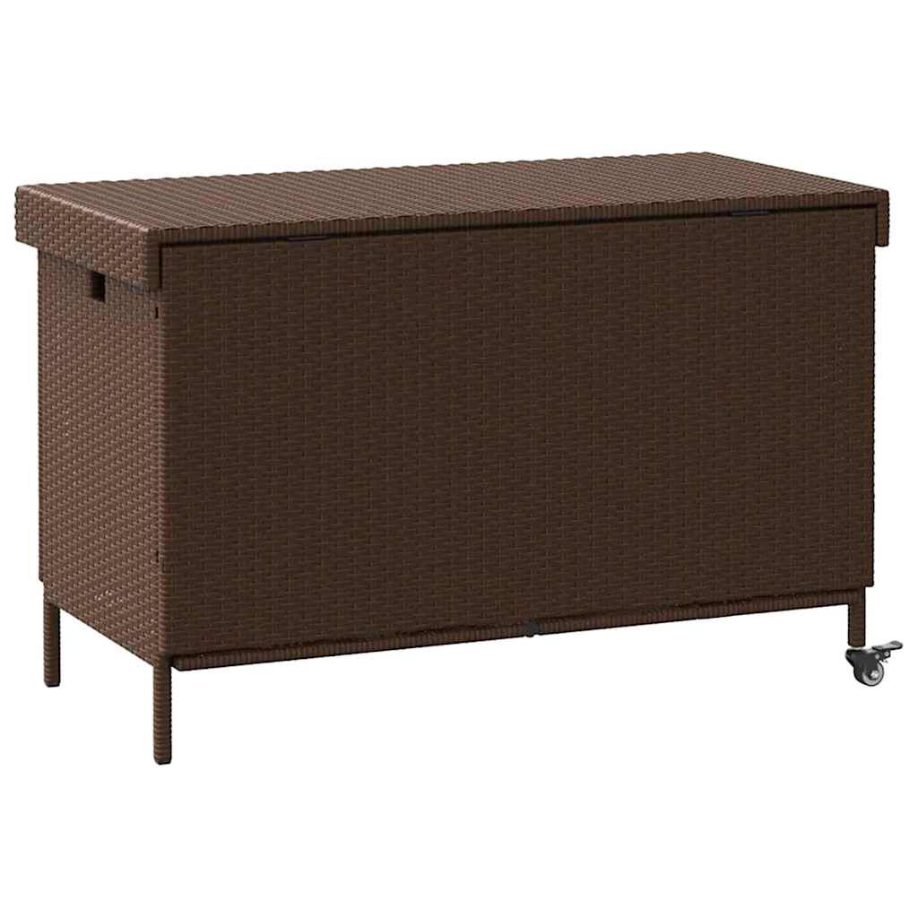 vidaXL Κουτί Αποθήκευσης Κήπου με Ρόδες 110x55x73 εκ. Συνθετικό Ρατάν