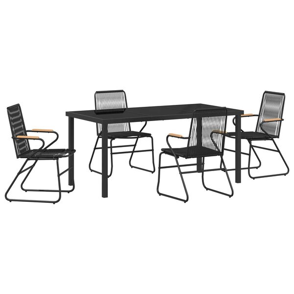 vidaXL Σέτ φαγητού για κήπο 5 pcs Μαύρο PVC ρατάν