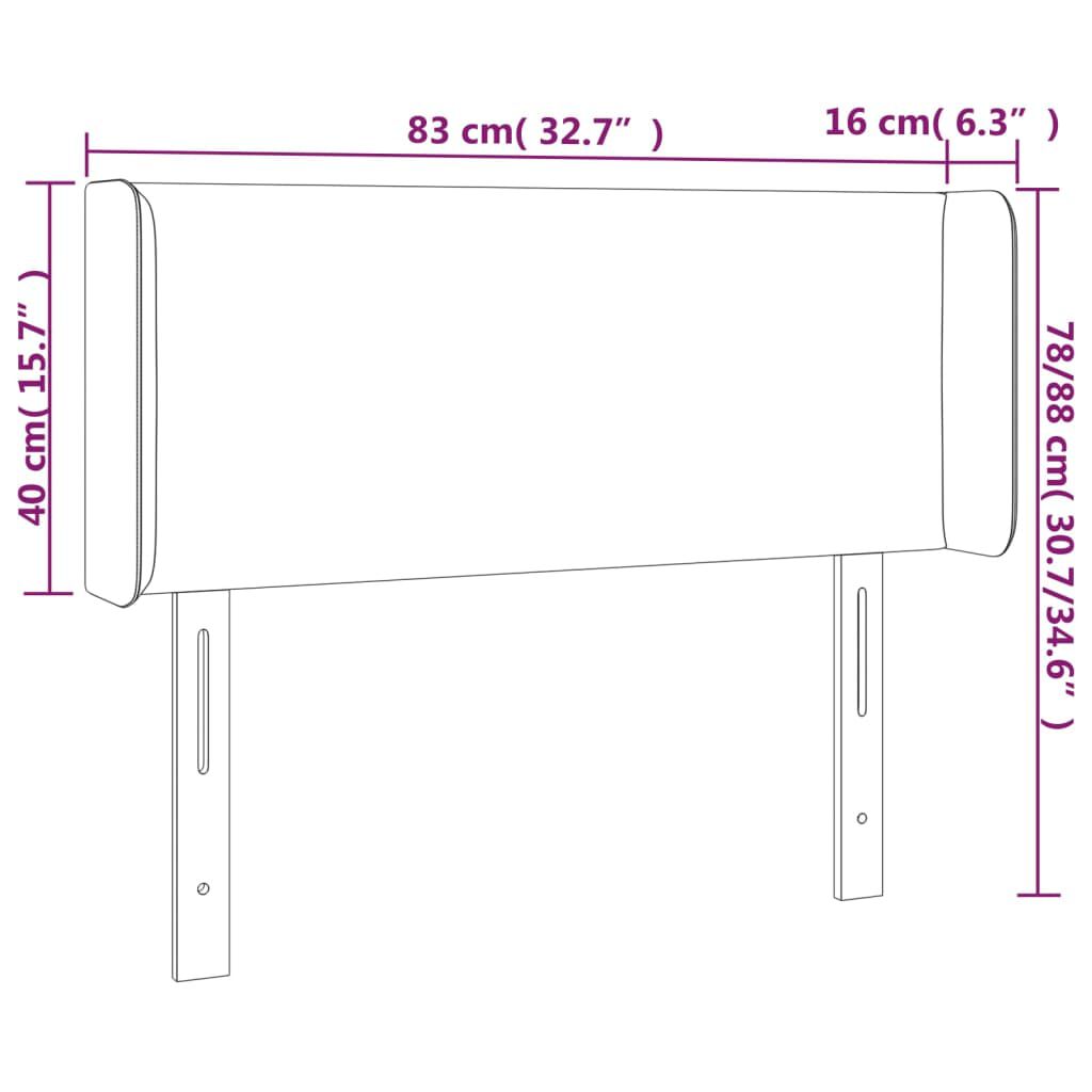 vidaXL Κεφαλάρι Κρεβατιού LED Σκούρο Γκρι 83x16x78/88 εκ. Υφασμάτινο