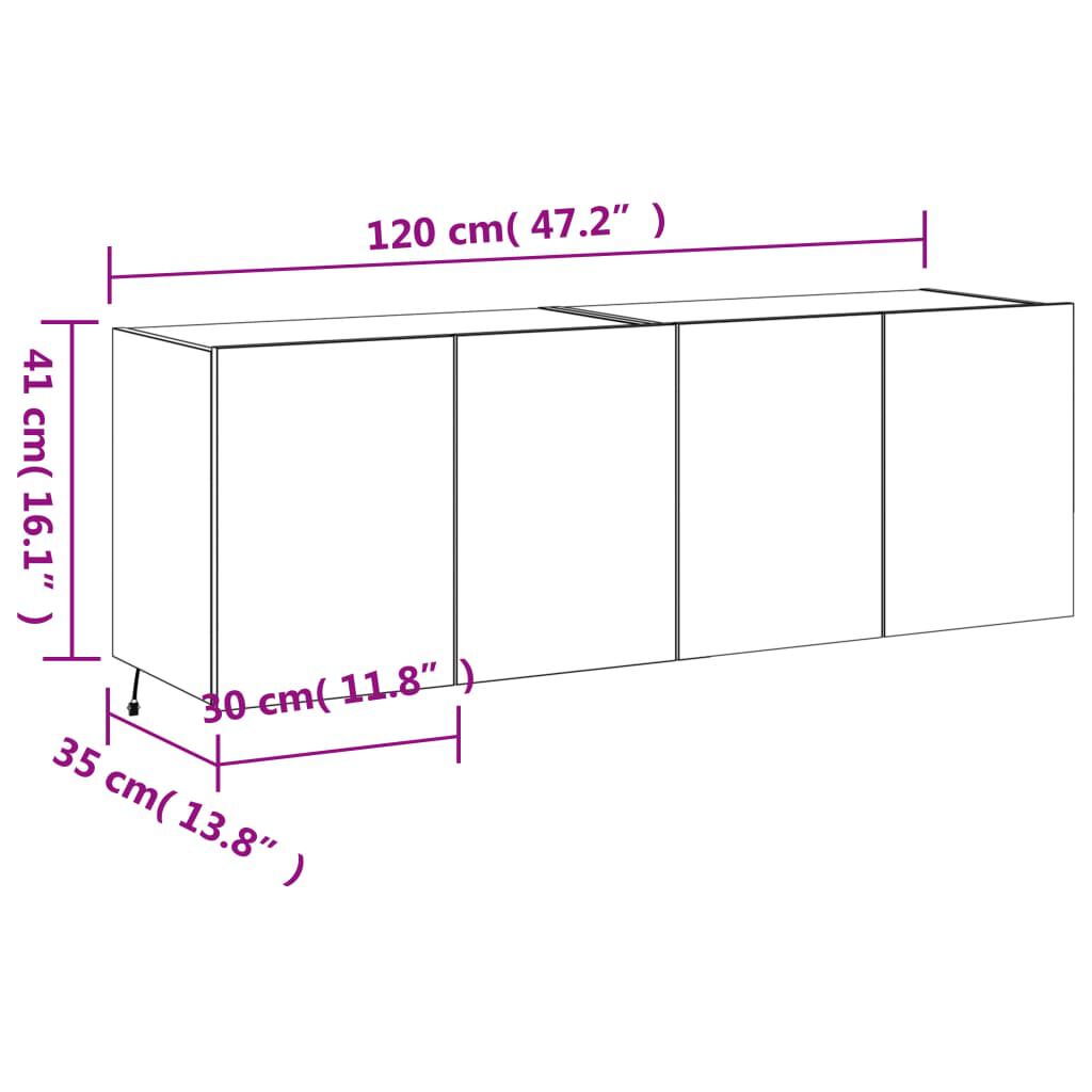 vidaXL Έπιπλα Τοίχου Τηλ. με LED 2 Τεμ. Sonoma Δρυς 60x35x41 εκ.